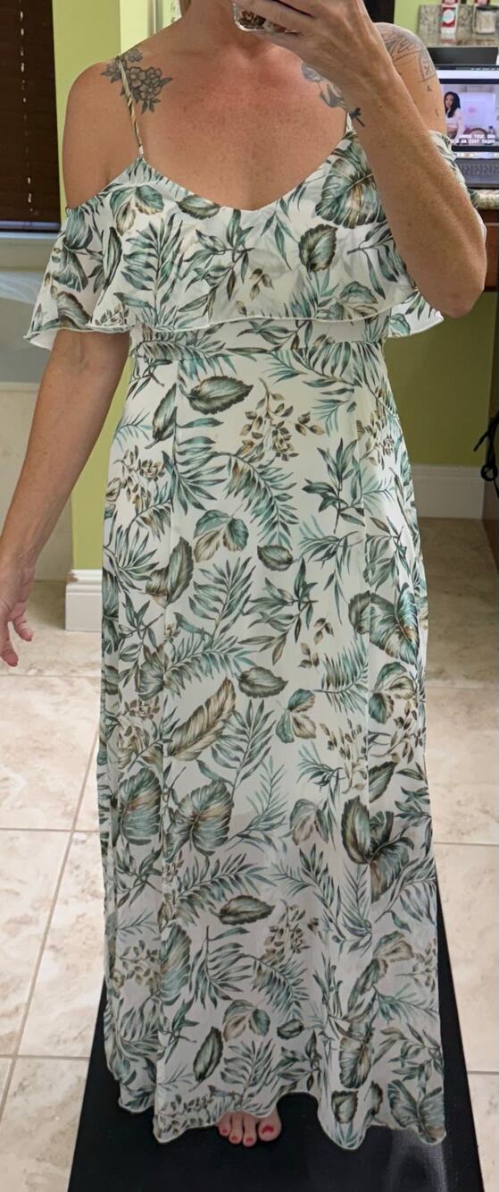 Enfocus size 6 tropical dress off shoulder maxi